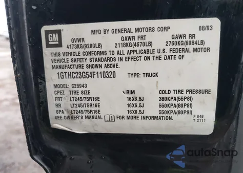 2004 GMC Sierra 2500Hd Sle z USA, uszkodzony, nr VIN 1GTHC23G54F110320